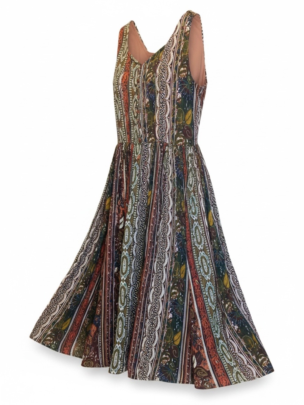 Vintage Adrian Jordan 100% Cotton Sleeveless 70’s India Dress size 18/20 Boho
